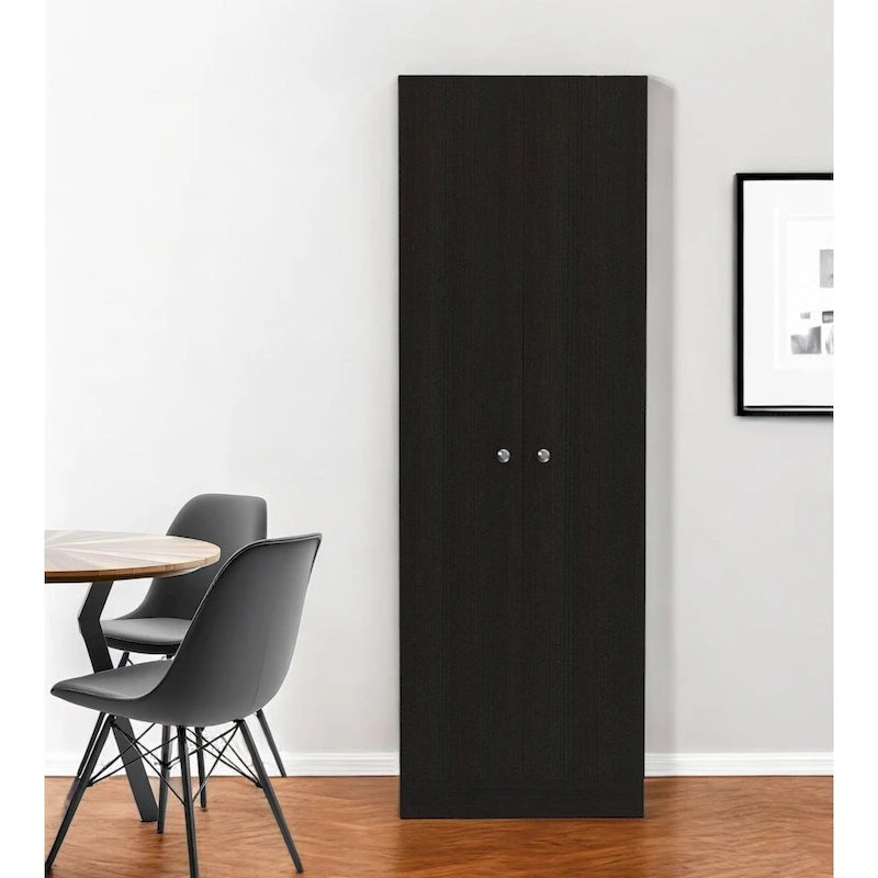 71 armoire de garde-manger ou de rangement en bois noir - 23,6' X 70,8' X 11,8'
