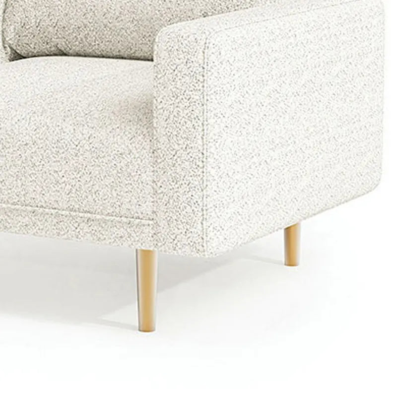 Fauteuil d'appoint, assise banquette avec accoudoirs droits, bouclé blanc cassé moelleux