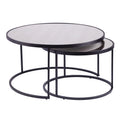 Tables basses gigognes rondes effet miroir pour salon - 81 x 81 x 43 cm