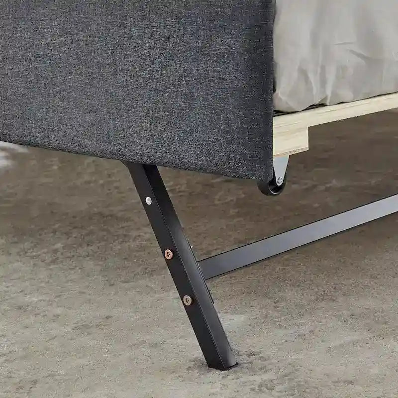 Banquette-lit tapissée avec lit gigogne escamotable et port USB