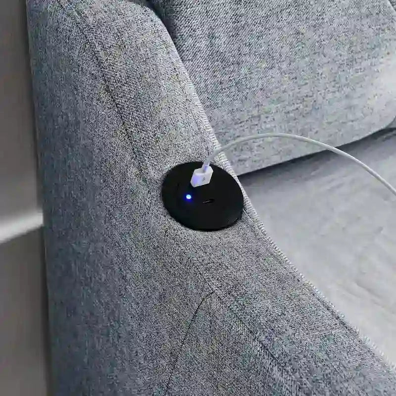 Banquette-lit tapissée avec lit gigogne escamotable et port USB