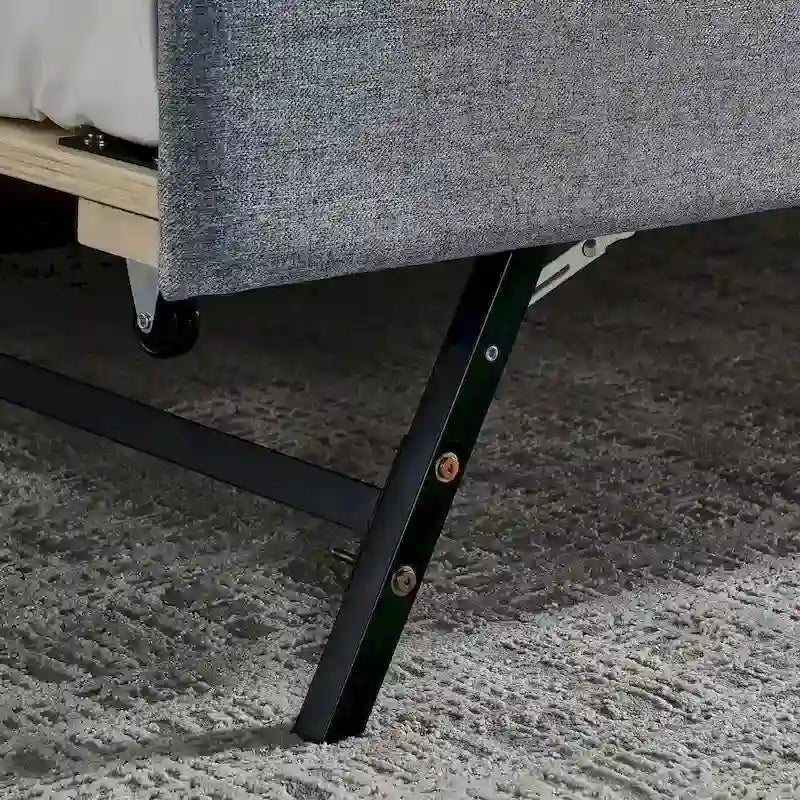 Banquette-lit tapissée avec lit gigogne escamotable et port USB