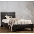 Lit plateforme contemporain en similicuir marron