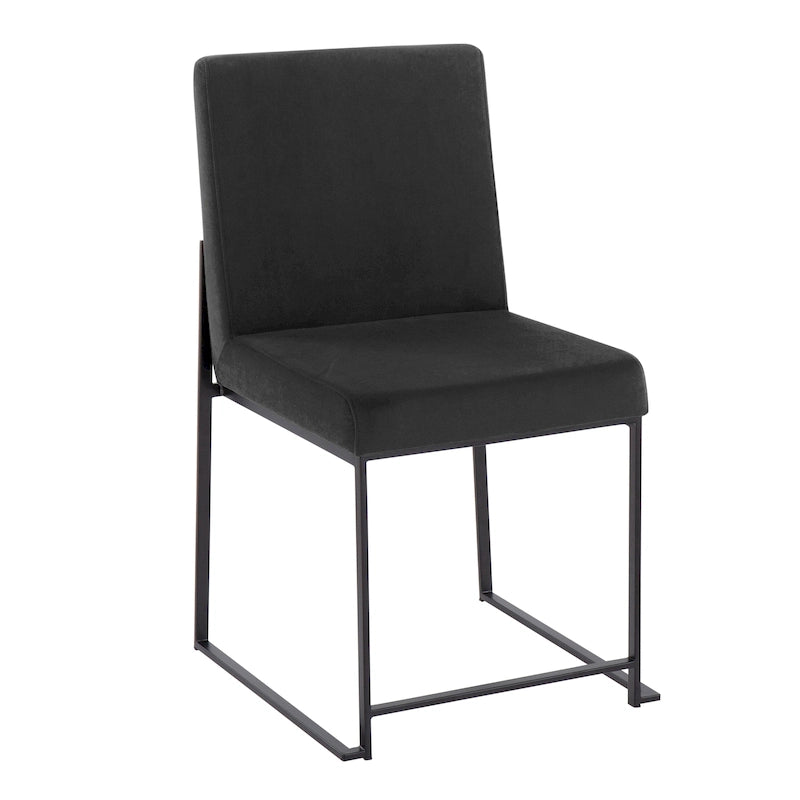 Chaise de salle à manger rembourrée à dossier haut, noire (lot de 2)