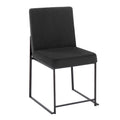 Chaise de salle à manger rembourrée à dossier haut, noire (lot de 2)