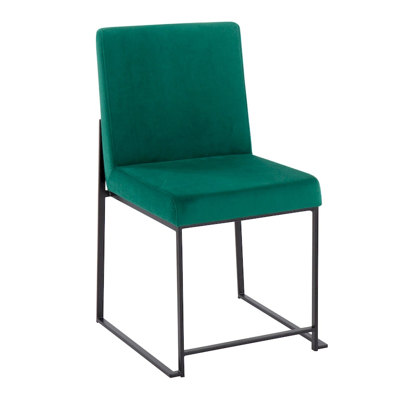 Chaise de salle à manger rembourrée à dossier haut, noire (lot de 2)