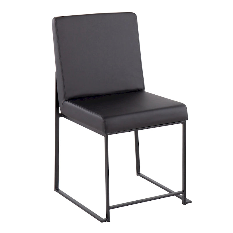 Chaise de salle à manger rembourrée à dossier haut, noire (lot de 2)