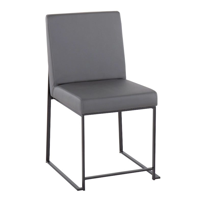 Chaise de salle à manger rembourrée à dossier haut, noire (lot de 2)