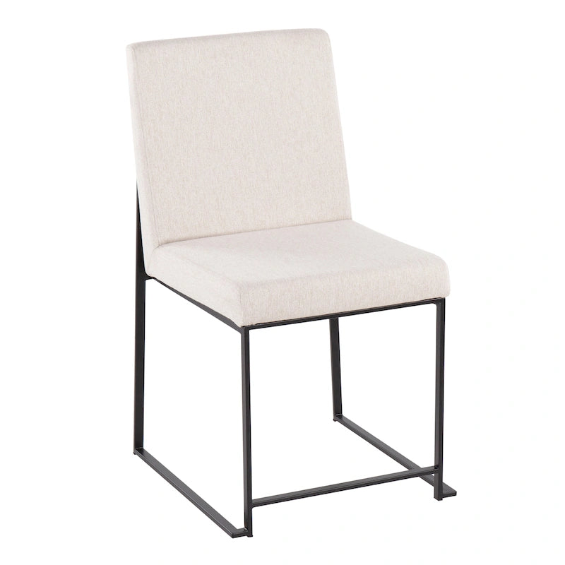 Chaise de salle à manger rembourrée à dossier haut, noire (lot de 2)