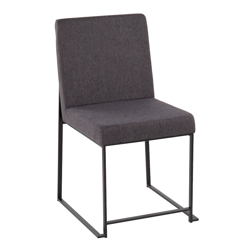 Chaise de salle à manger rembourrée à dossier haut, noire (lot de 2)