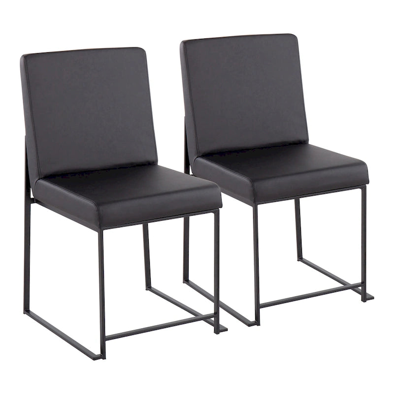 Chaise de salle à manger rembourrée à dossier haut, noire (lot de 2)