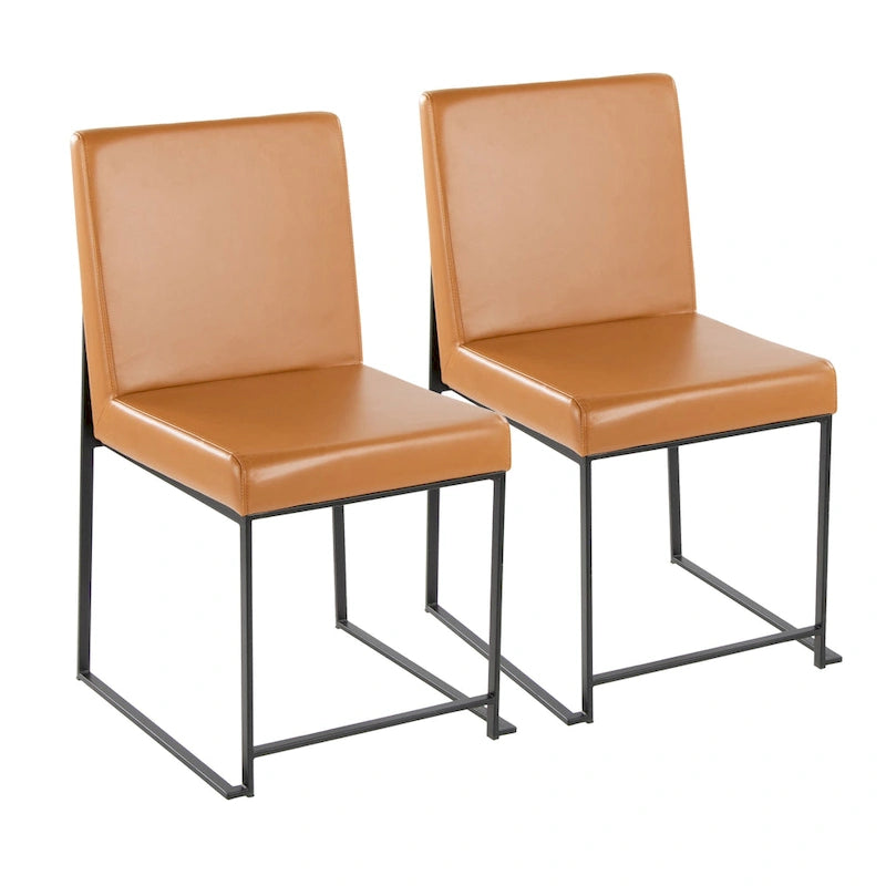 Chaise de salle à manger rembourrée à dossier haut, noire (lot de 2)