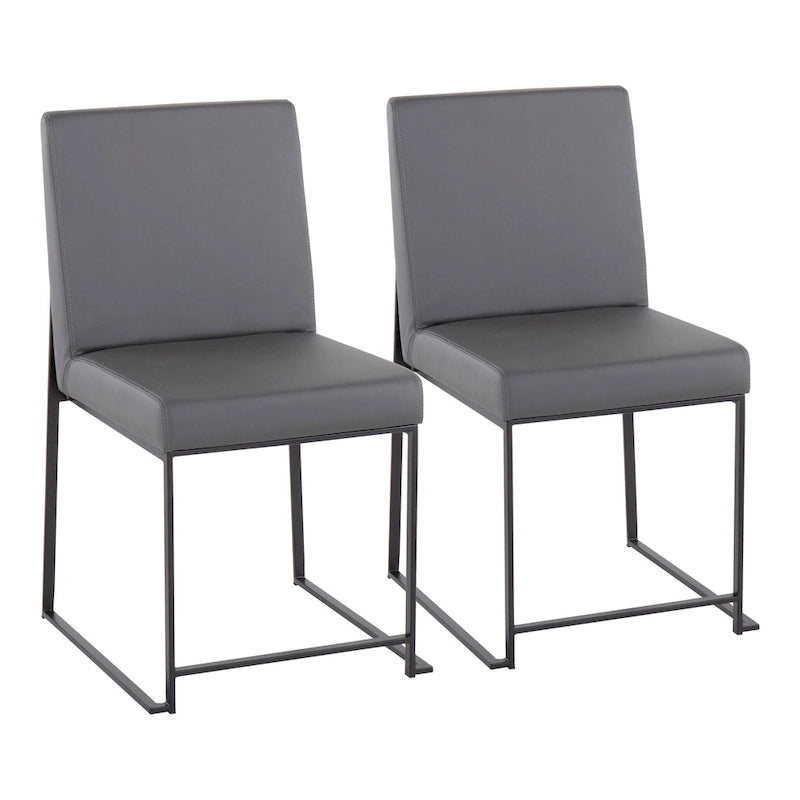 Chaise de salle à manger rembourrée à dossier haut, noire (lot de 2)