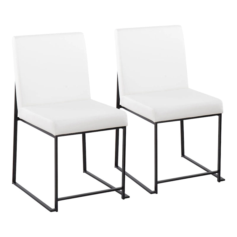 Chaise de salle à manger rembourrée à dossier haut, noire (lot de 2)