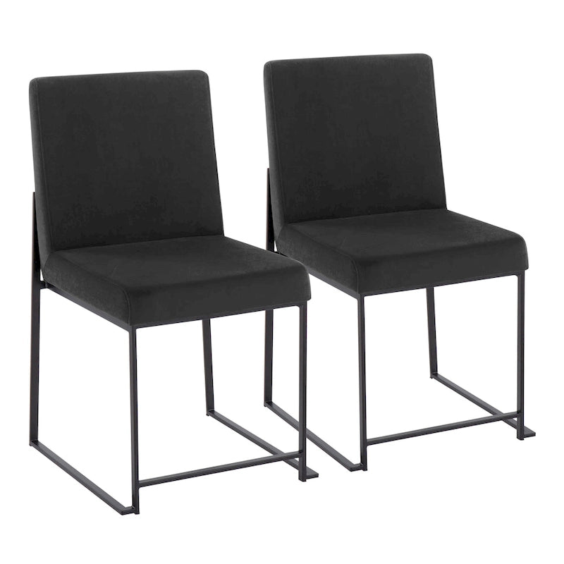 Chaise de salle à manger rembourrée à dossier haut, noire (lot de 2)
