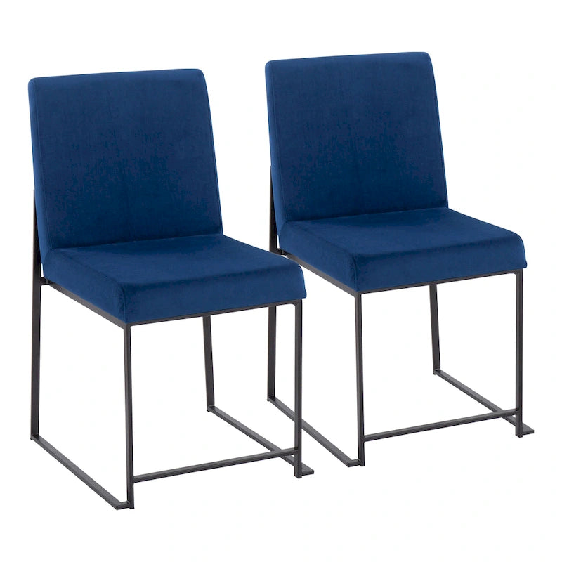Chaise de salle à manger rembourrée à dossier haut, noire (lot de 2)