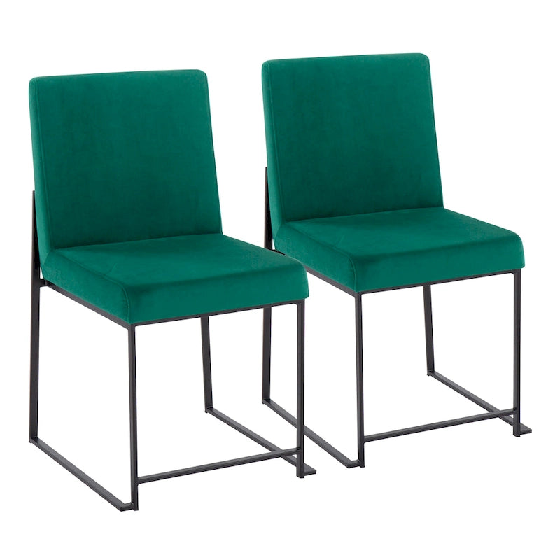 Chaise de salle à manger rembourrée à dossier haut, noire (lot de 2)