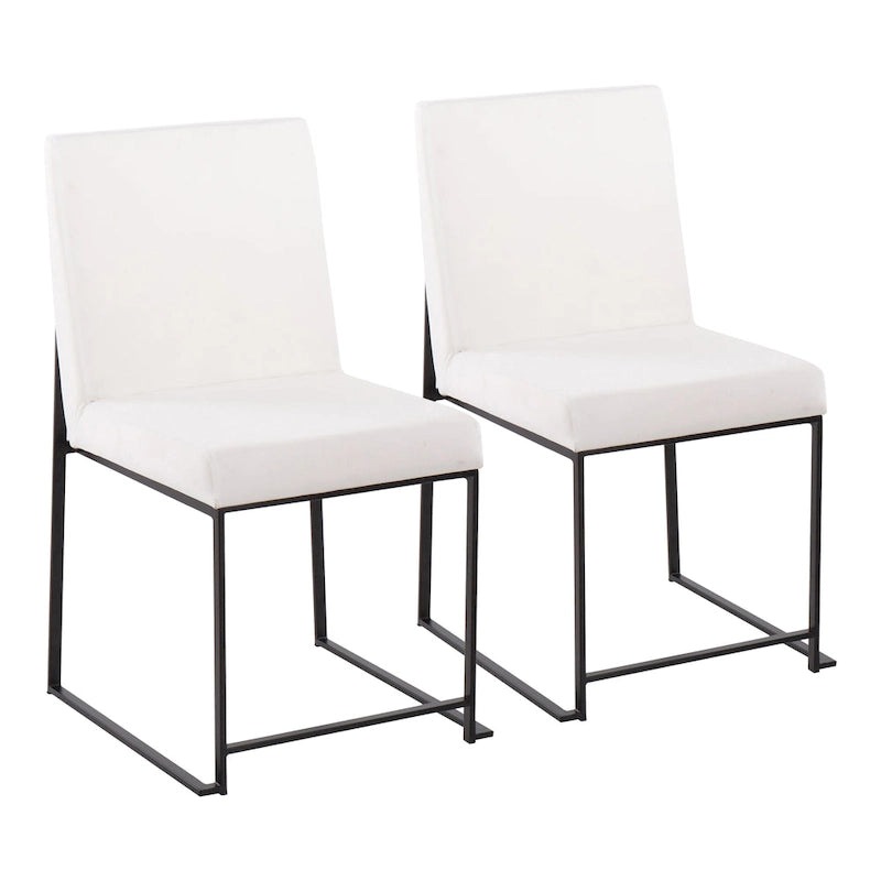 Chaise de salle à manger rembourrée à dossier haut, noire (lot de 2)