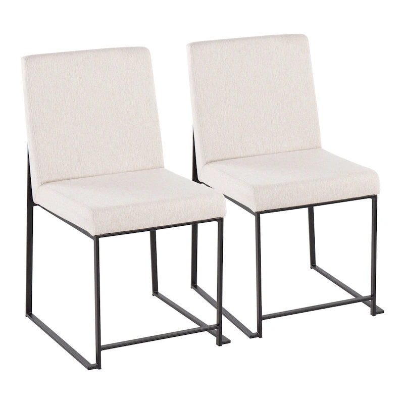 Chaise de salle à manger rembourrée à dossier haut, noire (lot de 2)