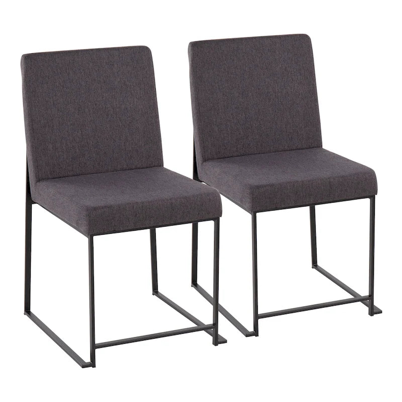 Chaise de salle à manger rembourrée à dossier haut, noire (lot de 2)