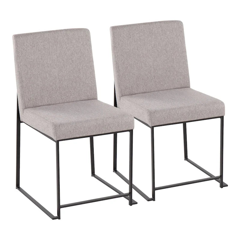 Chaise de salle à manger rembourrée à dossier haut, noire (lot de 2)