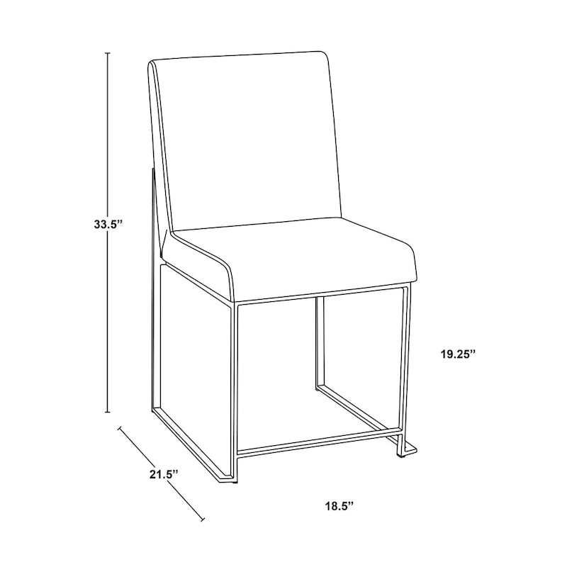 Chaise de salle à manger rembourrée à dossier haut, noire (lot de 2)