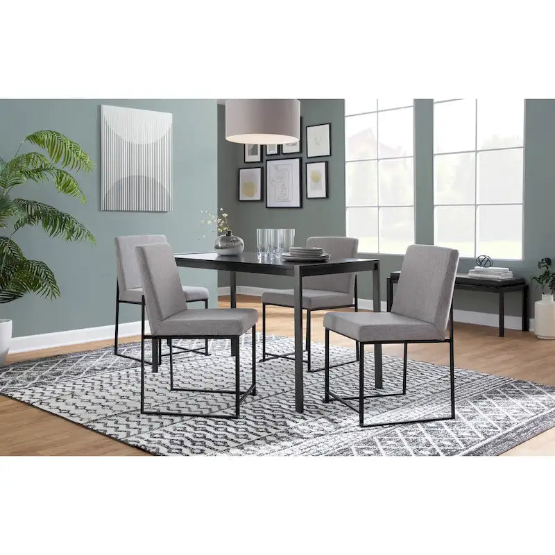Chaise de salle à manger rembourrée à dossier haut, noire (lot de 2)