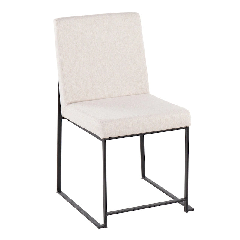 Chaise de salle à manger rembourrée à dossier haut, noire (lot de 2)