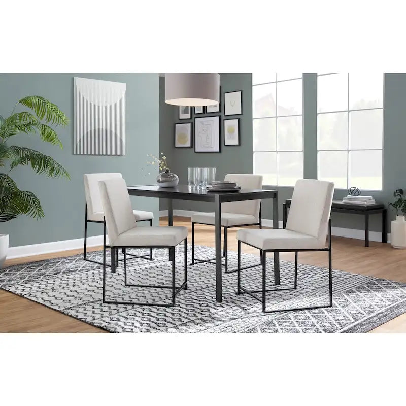 Chaise de salle à manger rembourrée à dossier haut, noire (lot de 2)