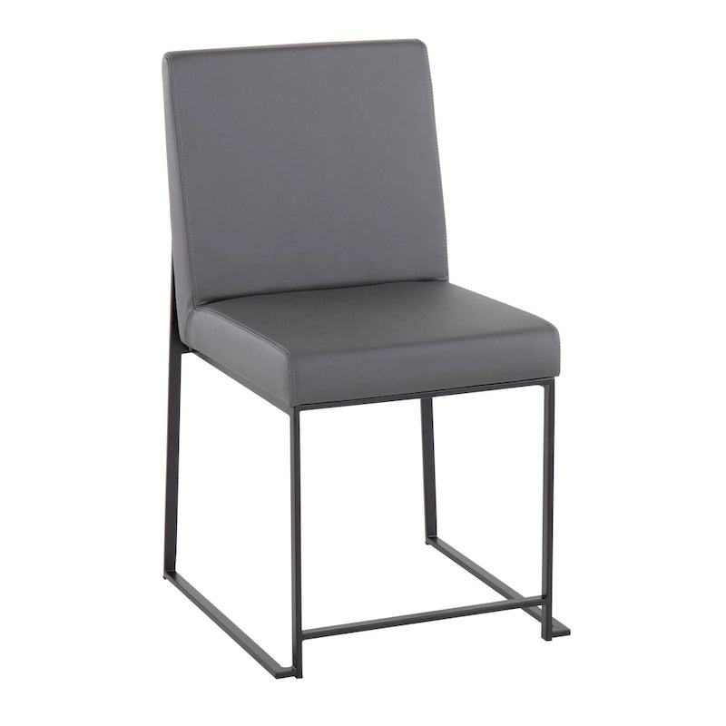 Chaise de salle à manger rembourrée à dossier haut, noire (lot de 2)