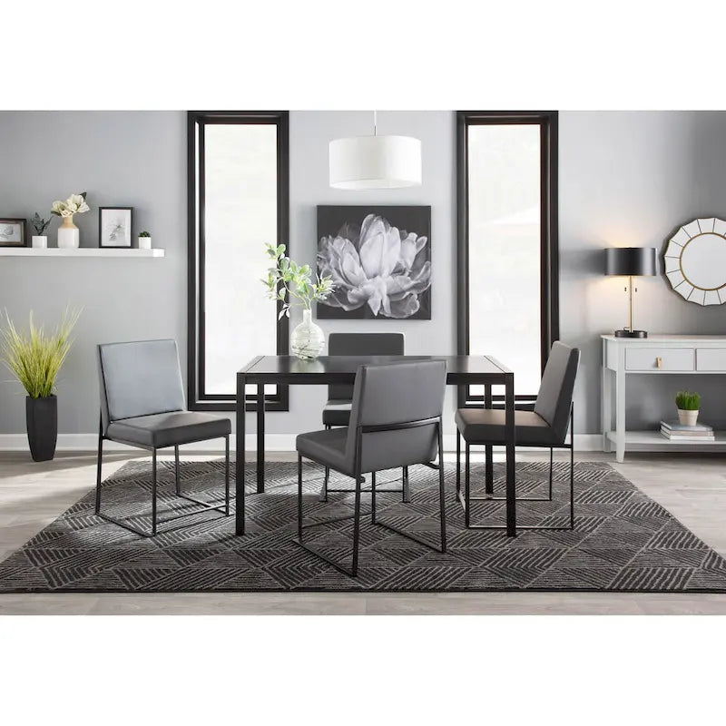 Chaise de salle à manger rembourrée à dossier haut, noire (lot de 2)