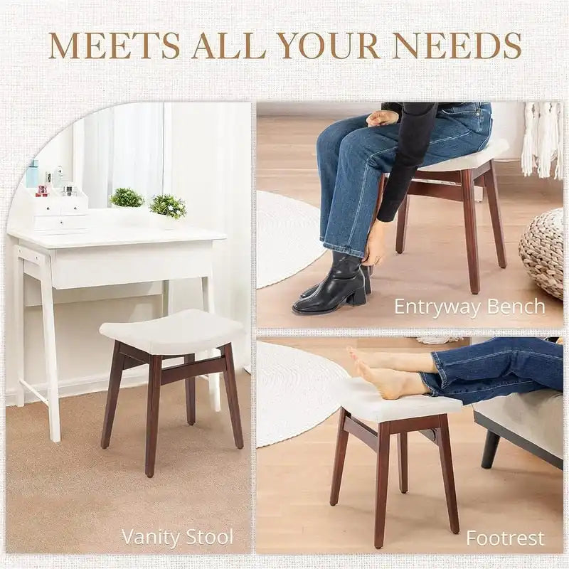 Tabouret de coiffeuse à assise galbée - 31,5 l x 45,3 P x 42 H cm