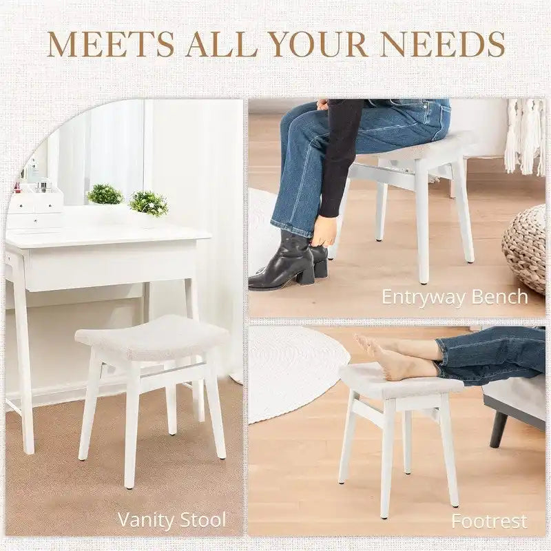 Tabouret de coiffeuse à assise galbée - 31,5 l x 45,3 P x 42 H cm