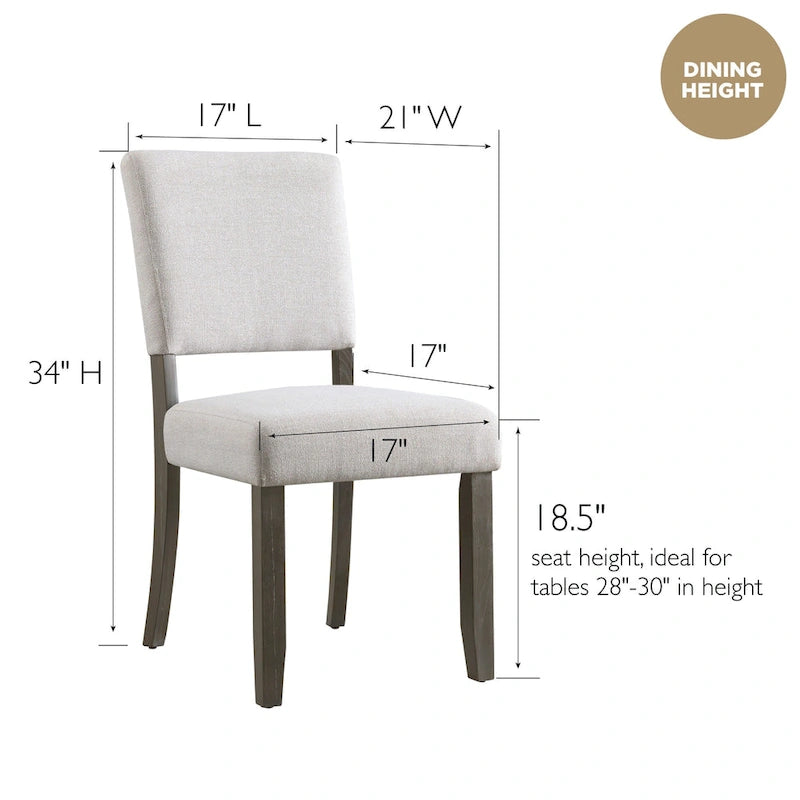 Chaise de salle à manger avec dossier rembourré et base en bois, ensemble de 2