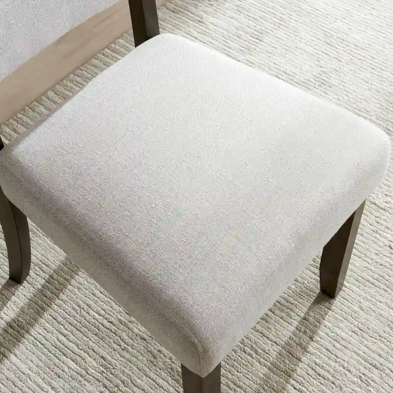 Chaise de salle à manger avec dossier rembourré et base en bois, ensemble de 2