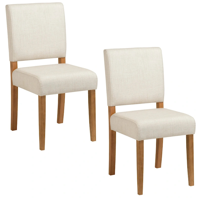 Chaise de salle à manger avec dossier rembourré et base en bois, ensemble de 2