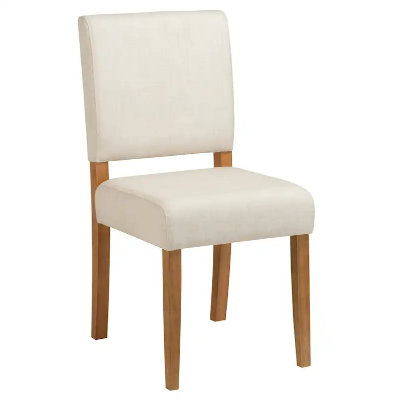 Chaise de salle à manger avec dossier rembourré et base en bois, ensemble de 2