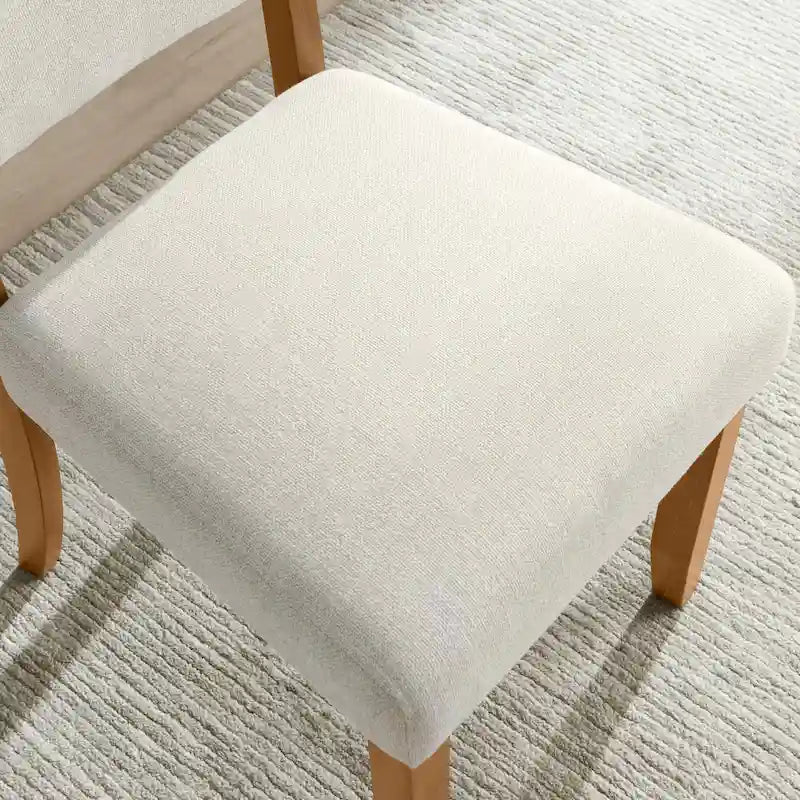 Chaise de salle à manger avec dossier rembourré et base en bois, ensemble de 2
