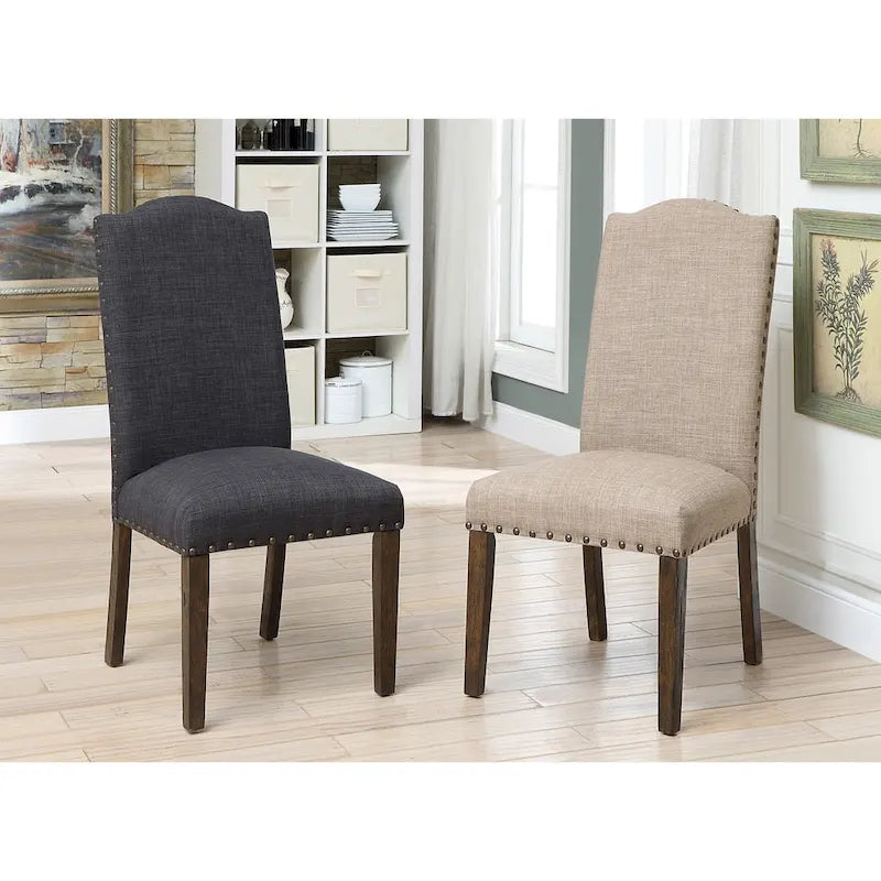 Chaises de salle à manger en lin rustique (ensemble de 2)