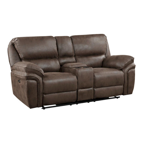 Canapé deux places relax électrique 80 pouces, console avec porte-gobelets, USB, marron