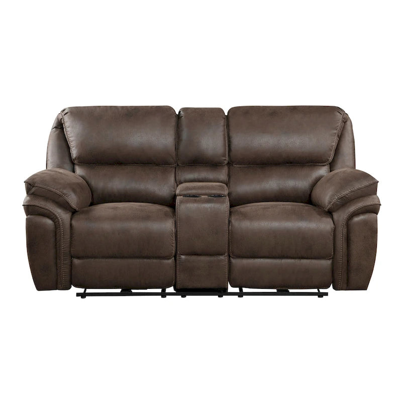 Canapé deux places relax électrique 80 pouces, console avec porte-gobelets, USB, marron