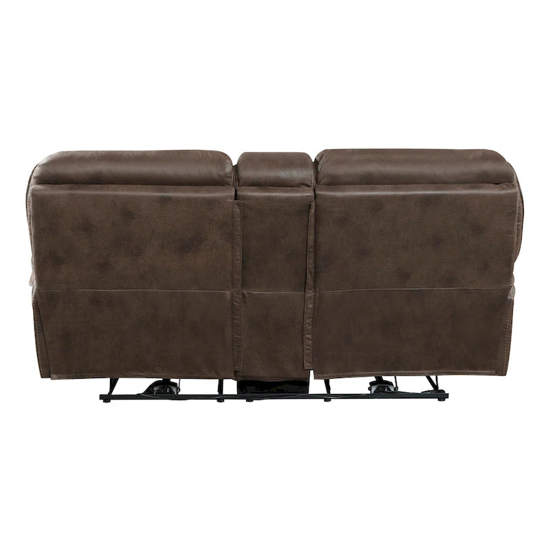 Canapé deux places relax électrique 80 pouces, console avec porte-gobelets, USB, marron