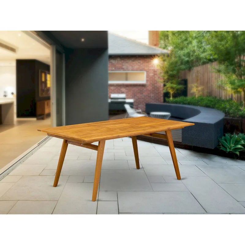 Table basse moderne avec plateau rectangulaire et 4 pieds en bois - Finition huilée naturelle
