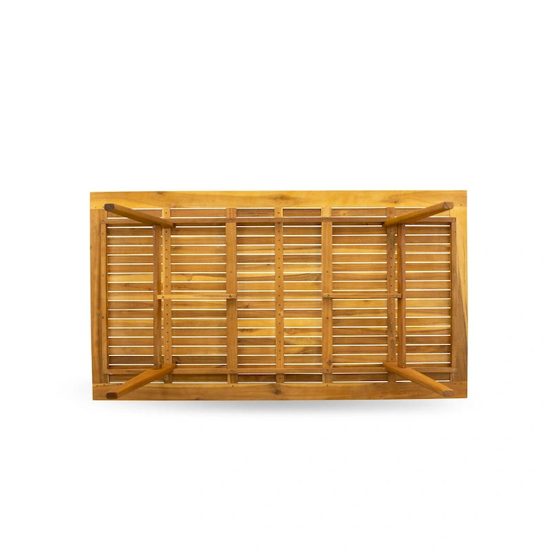 Table basse moderne avec plateau rectangulaire et 4 pieds en bois - Finition huilée naturelle