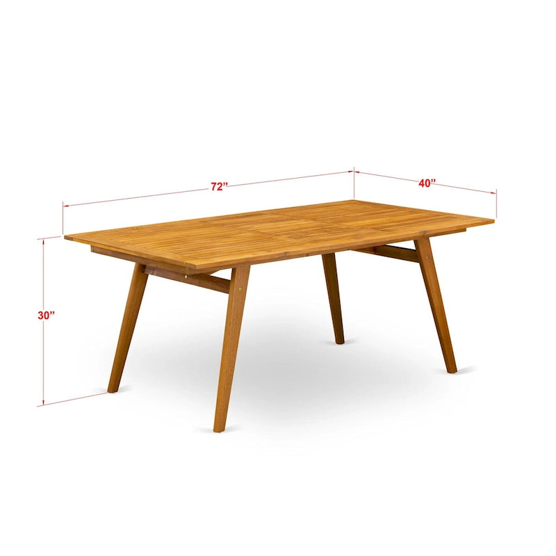 Table basse moderne avec plateau rectangulaire et 4 pieds en bois - Finition huilée naturelle