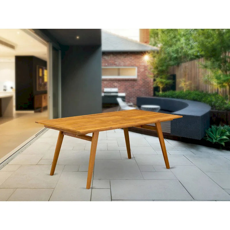 Table basse moderne avec plateau rectangulaire et 4 pieds en bois - Finition huilée naturelle
