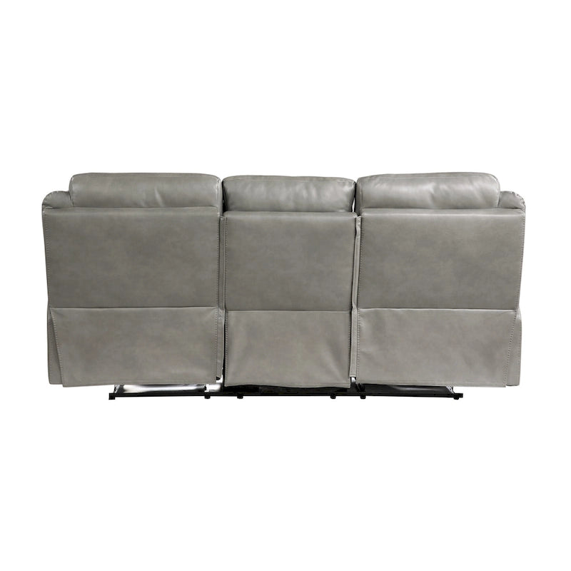 Canapé inclinable manuel deux places de 80 pouces, porte-gobelets, USB, similicuir gris