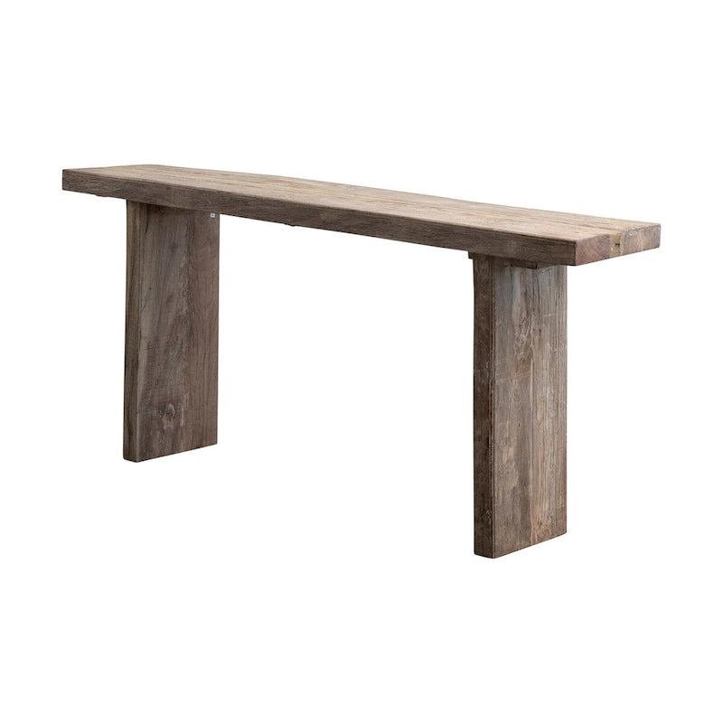 Console en bois recyclé avec finition blanchie vieillie - 72,0L x 13,0W x 32,0H