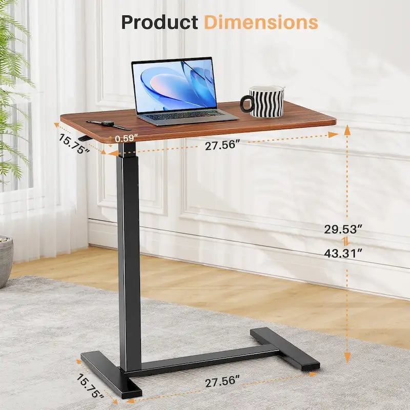 Bureau debout mobile avec roues, bureau pour ordinateur portable pneumatique, chariot d'ordinateur roulant, petit bureau réglable en hauteur, pour la maison