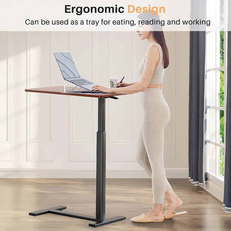 Bureau debout mobile avec roues, bureau pour ordinateur portable pneumatique, chariot d'ordinateur roulant, petit bureau réglable en hauteur, pour la maison